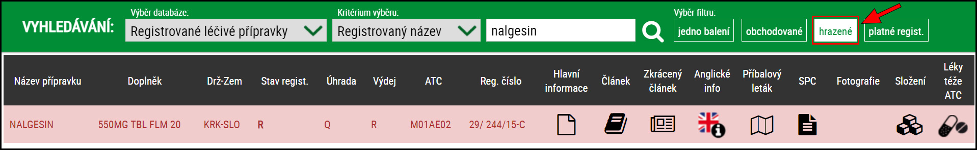 AISLP Filtr hrazené Nalgesin